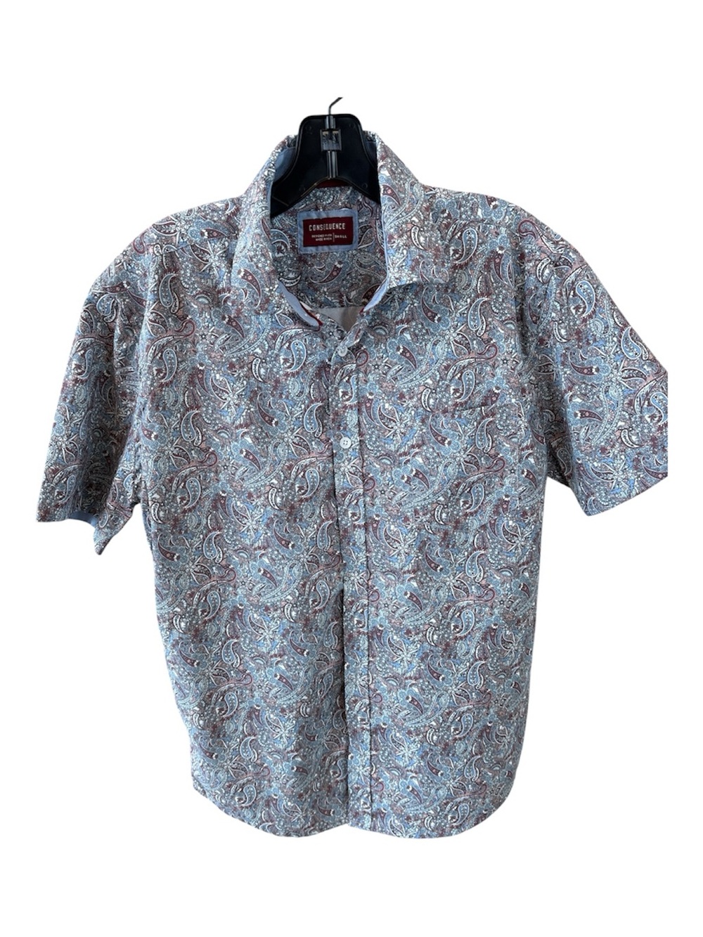 Consequence Blue Paisley Short-Sleeve Button-Up Shirt